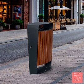 Paperera urbana amb llistons de fusta model Màlaga